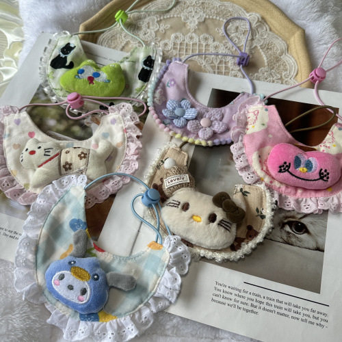 Pet Doll Bib, Pet Accessories Collar, Dog and Cat Clothes, Neck Scarf, Saliva Towel, Lace Scarf, Bib