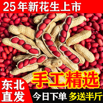 Northeast Red-Skinned Peanuts, 25 Years Old, Farm-Fresh, Shelled, Raw and Cooked, Four Red Peanuts, Self-Grown, Sun-Dried, Roasted, Original Flavor