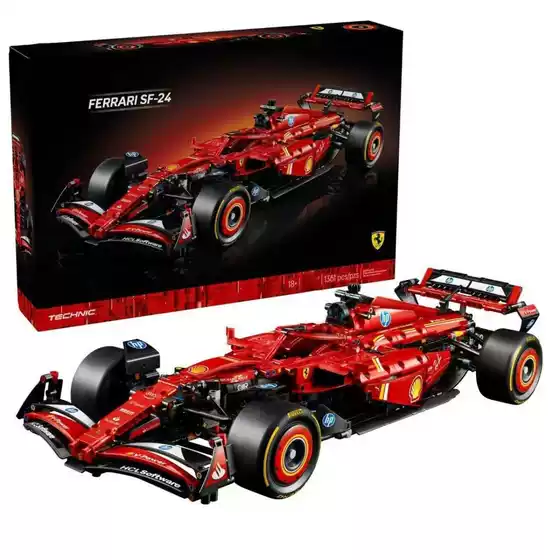 Cross-Border Compatible Lego Ferrari Sf-24F1 Racing Car Assembly Building Blocks Boys' Educational Toy Model Gift