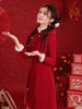 Red Pearl new Chinese cheongsam Tang suit Chinese style short girl dress winter fleece-lined thickened