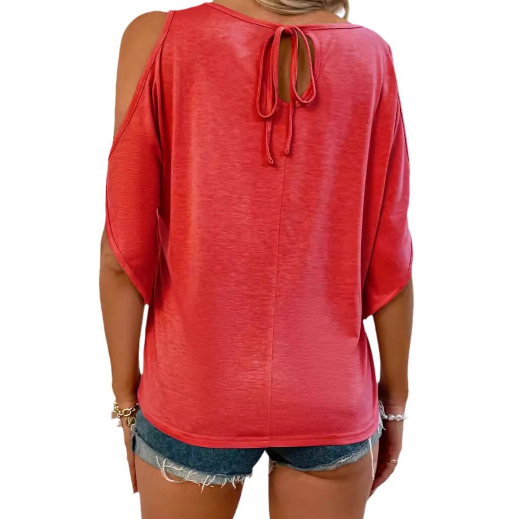 Batwing Sleeve Loose T Shirt Round Neck Off Shoulder Trendy Design Casual Wear for Women Wholesale Available