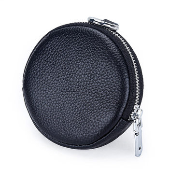 First layer cowhide round coin purse new lightweight ultra-thin earphone certificate storage bag multifunctional pendant coin bag