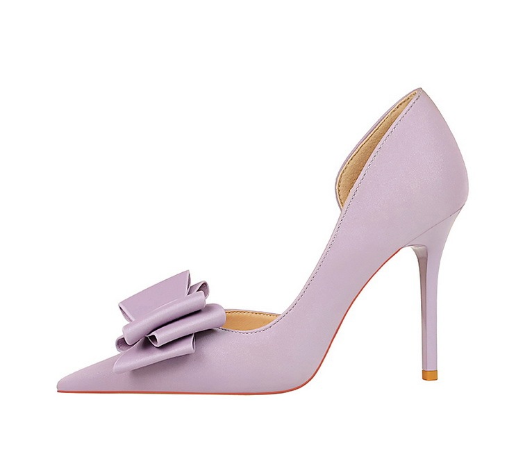 Giày cao gót nữ mũi nhọn gót siêu cao 10.5cm mặt lụa satin thắt nơ hở hông — Màu đen, Màu đỏ hoa hồng, Màu đỏ rượu, Màu hồng