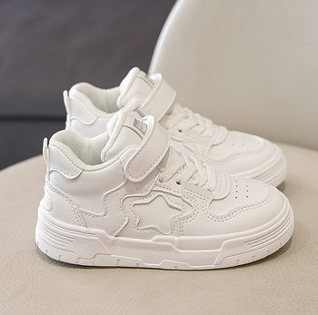 Crayon Shin Children's Board Shoes Boys White Shoes 2024 Spring and Autumn New Girls Casual Shoes School White Shoes