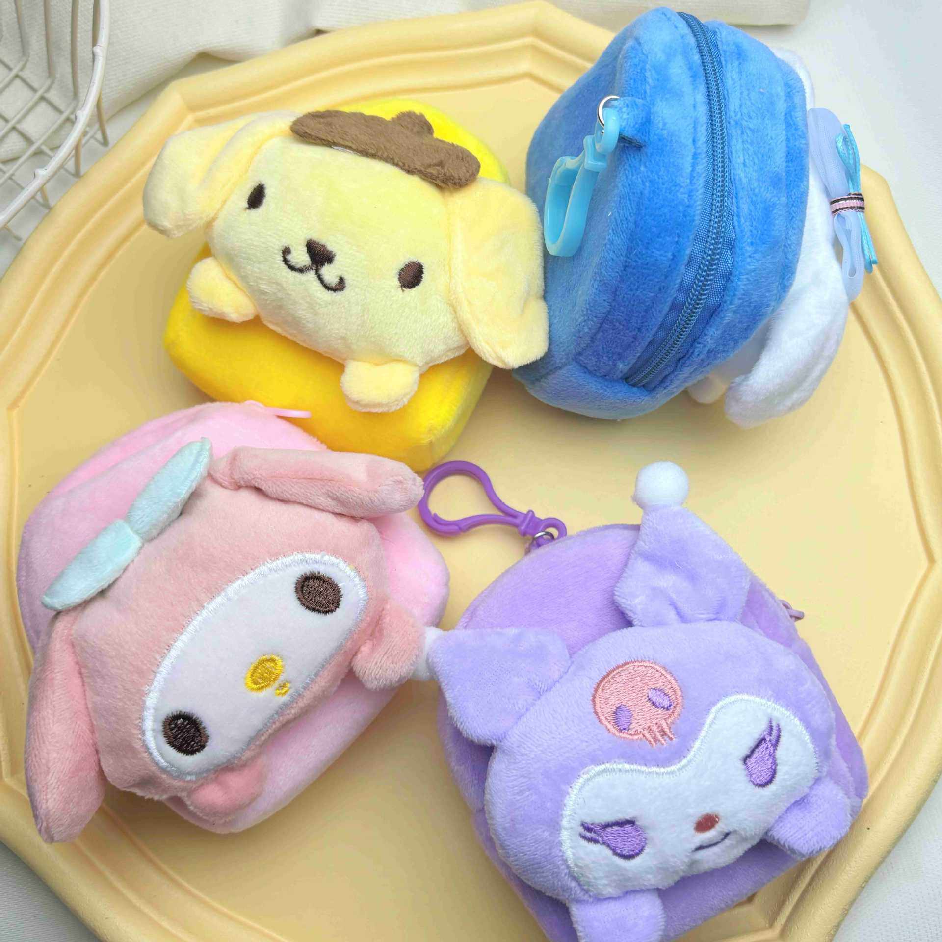 Cute Plush Mini School Bag Coin Purse Cartoon Keychain Pendant Ladies Storage Bag Coin Bag Hanging Bag