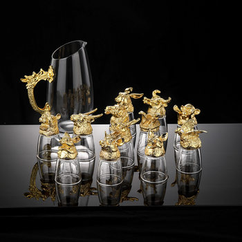 Twelve Zodiac White Wine Glass Classy Gift Shot Glass Cup Household Chinoiserie Retro Wine Set High-end