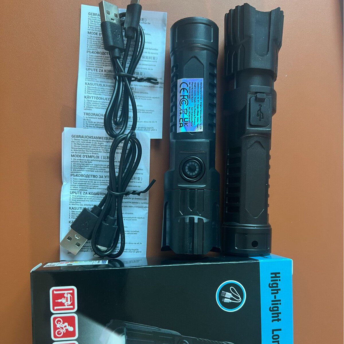 Cross-Border Strong Light Flashlight Telescopic Zoom Outdoor Home Camping Style Cycling Long-Range Handheld Portable Led Small Flashlight