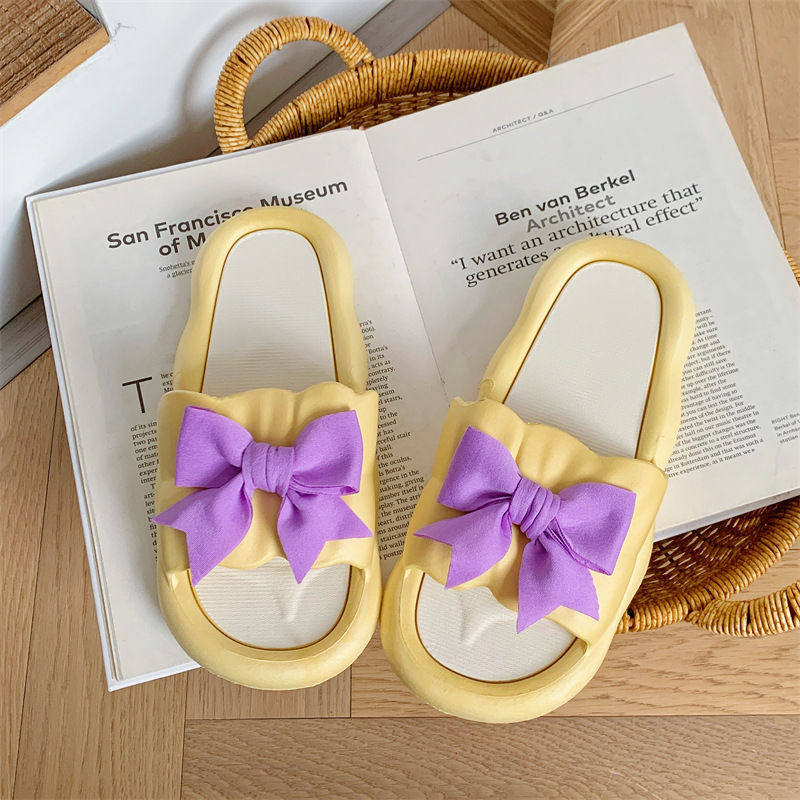 Bow Princess Sandals Women's Summer Outerwear Thick-Soled Slippers Indoor Home Non-Slip Soft Sole 2023 New Style
