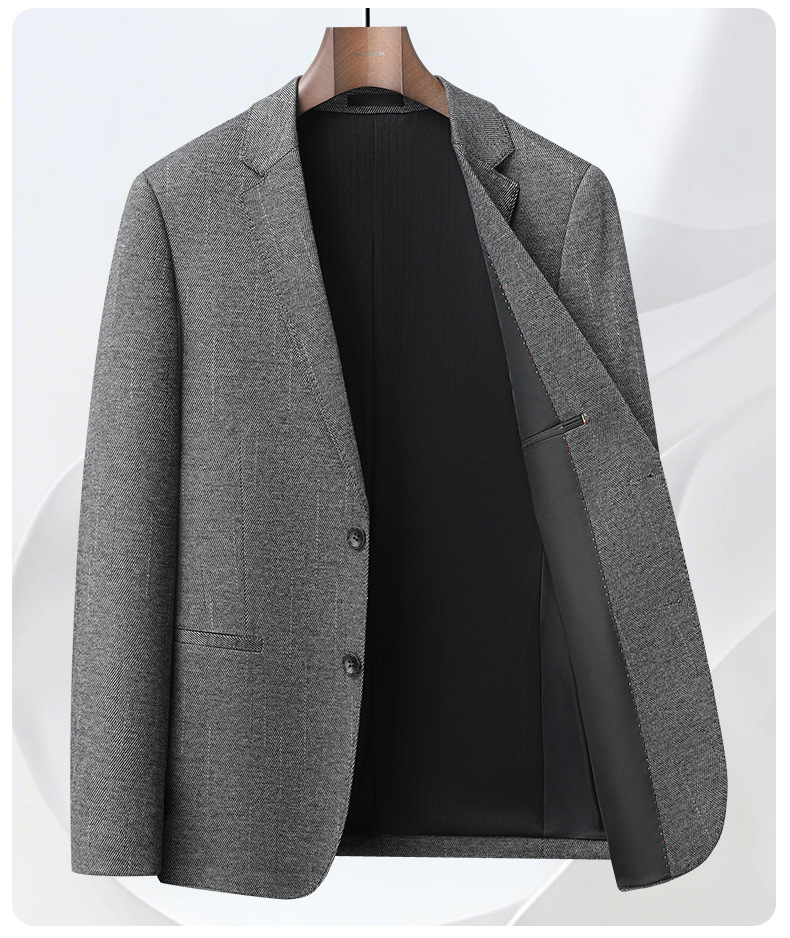 Áo blazer nam pha len dày dặn dáng ôm vừa, không cần là, giặt máy được — Cà phê Jindian, thanh niên màu xám
