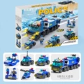 Popular 8612-6a color box model [blue sky police team] 6-in-1*147 particles
