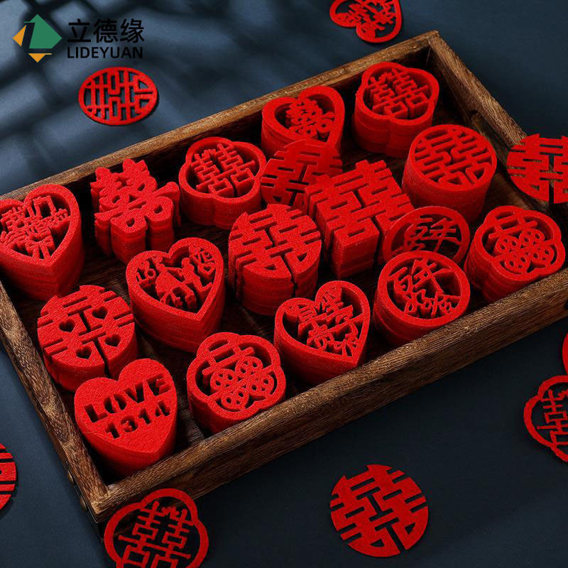 Wholesale wedding supplies felt non-woven wedding stickers small size wedding room decoration wedding wedding wedding window flower