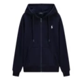 Zipper style navy blue with white label - cotton