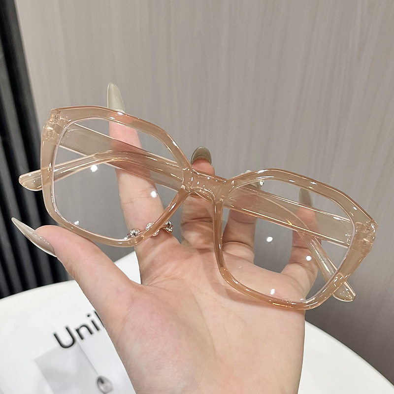 Cross-Border European and American Style Anti-Blue Light Glasses Frame Retro Cat-Eye Student Glasses Without Makeup Street Photography Men's and Women's Flat Glasses