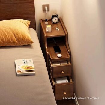 Solid Wood Bedside Table, Small Narrow Bedroom, Extremely Narrow Bedside Cabinet, Ultra-Narrow Gap Storage Cabinet, Simple Modern Storage Rack