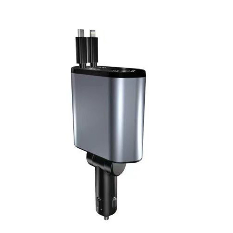 Car Charger Fast Charging with Cable 120W Super Fast Charging Four-In-One Charging Multi-Interface Cross-Border Car Charger