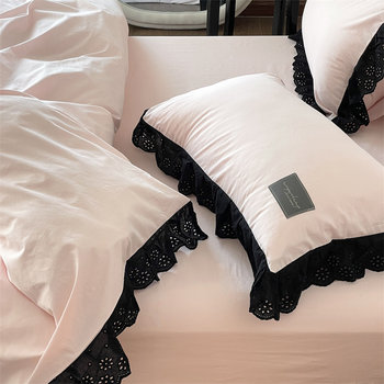 French Style High-set Romantic Hollow Lace Four-piece Set Cotton Cotton Quilt Cover Princess Style 1.8m Double Bed Top Supplies