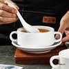 Western-style Pure White Binaural Soup Bowl Soup Cup Soup Cup Simple Ceramic Tableware Baking Steamed Egg Breakfast Porridge Bowl Dessert Bowl