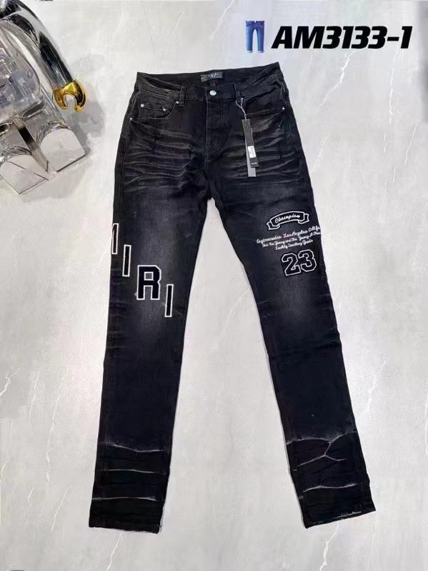JB AMIRI trendy brand ripped patch jeans elastic slim fit skinny jeans one piece wholesale