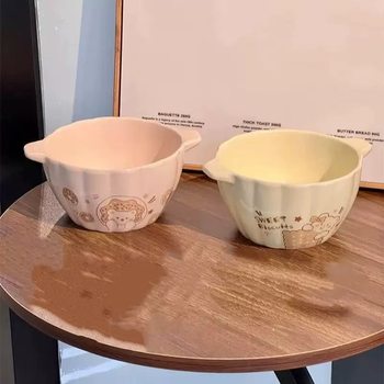 Cartoon Fruit Salad Bowl, Oatmeal Yogurt Bowl, Air Fryer Baking Bowl, Microwave Oven Special Ceramic Steamed Egg Bowl