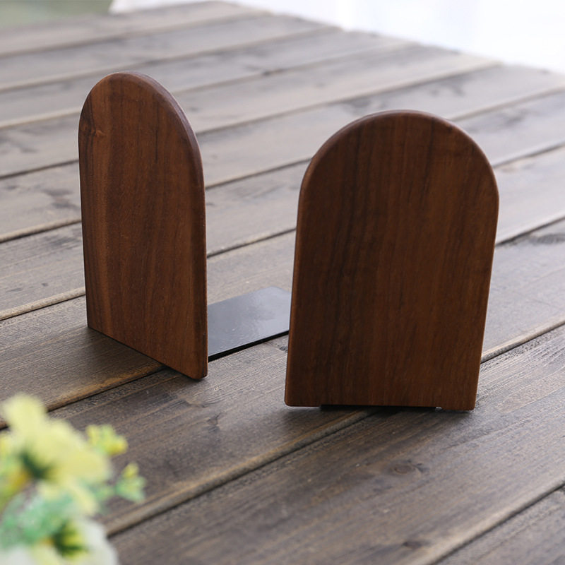 Japanese-Style Minimalist Wooden Bookend Creative Black Walnut Thickened Bookshelf Book Support for Students Solid Wood Book Holder
