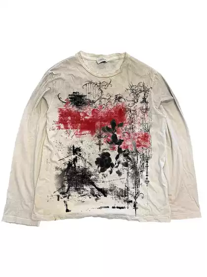 2025 American Trendy Brand Men's and Women's Same Style Round Neck Printed Long-Sleeved T-Shirt Tops Retro Casual Trendy Long-Sleeved Tops