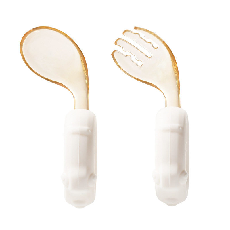 Rushan Baby Learn to Eat Training PPSU Fork Spoon One-Year-Old Baby Self-Eating Spoon Auxiliary Spoon Children's Tableware
