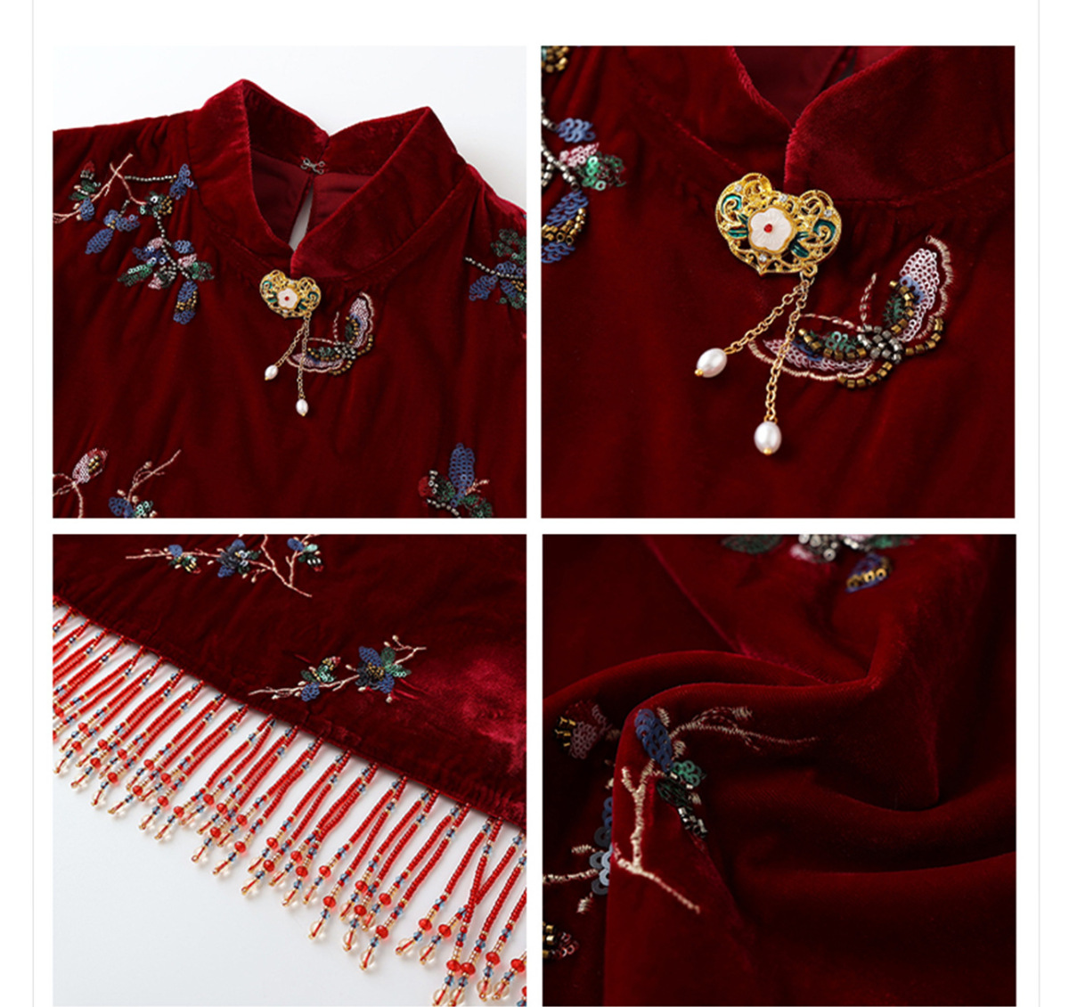 Set áo vest thêu đính cườm kèm chân váy dài dự tiệc — Váy màu sâm panh (giao hàng trong 7 ngày), Váy màu sâm panh (giao hàng trong ngày), Áo vest đính cườm (giao hàng trong 7 ngày), Áo vest đính cườm (giao hàng trong ngày)