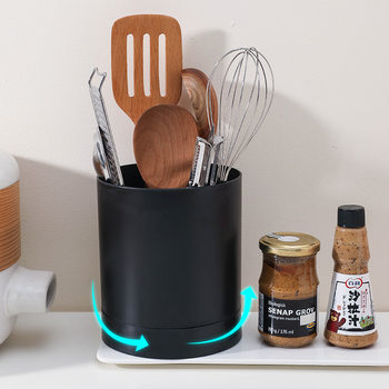 Household Kitchen Rotating Drain Chopsticks Holder 360 Rotating Storage Holder Chopsticks Box Spoon Tableware Storage Holder