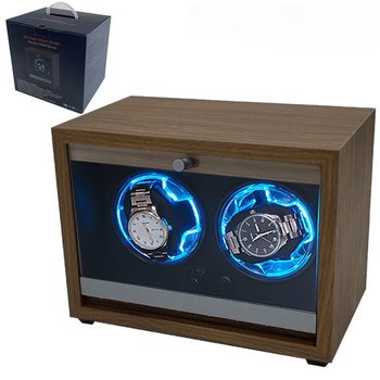 [Color Box Version]Automatic Watch Winder with 2 Watch Positions, Opens and Stops Automatically, for Home Use, Mechanical Watches, Electric Winding Watch Box