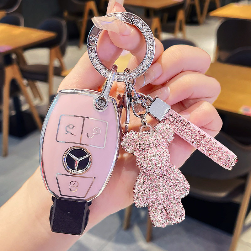 Suitable for Mercedes-Benz key cover E300L package C260L car A200L shell GLC300/GLE/GLA female buckle GLB full package