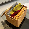 Storage Basket with Lid Rattan-like Woven Storage Box Household Box Organize Clothes Quilt Large Capacity Dormitory Storage Box