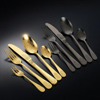 Cross-border Amazon Light Luxury Pattern Stainless Steel Western-style Tableware Hotel Steak Knife and Fork Spoon Vintage Mirror suit