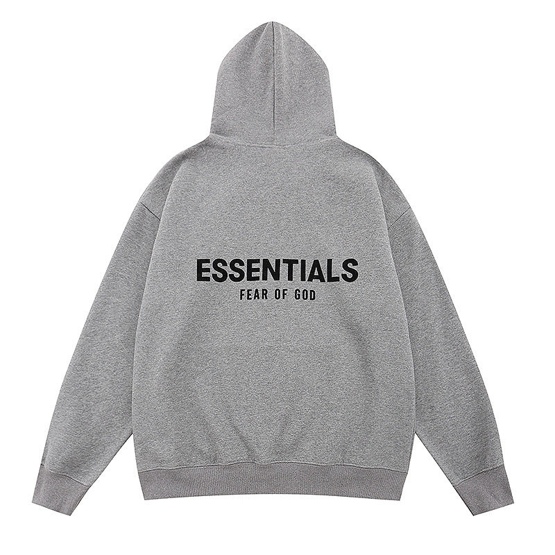 新款FEAR OF GOD ESSENTIALS植绒字母男女休闲宽松加绒连帽卫衣潮