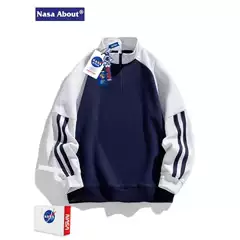 NASA ABOUT Men's Half-Zip Sweatshirt Vintage Retro Pullover Casual Jacket for Spring and Fall