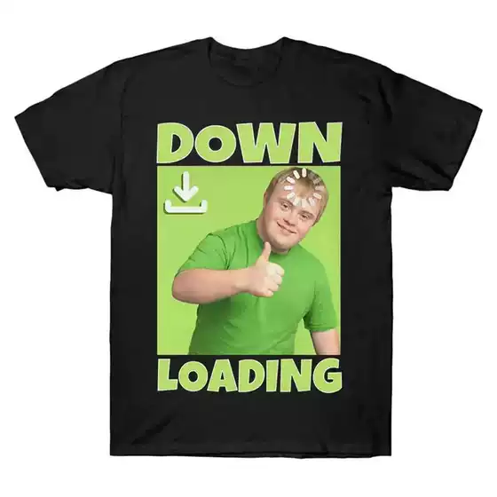 【Cross-Border European Size】Down Loading Funny Meme T-Shirt for Men Women
