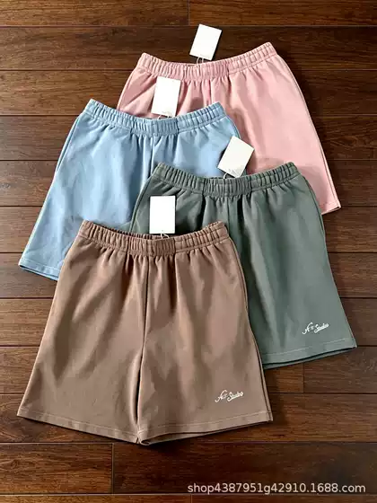 AC New Embroidered Letter Logo Elastic Waist Loose Casual Mid-Thigh Shorts for Men and Women (Original Label)