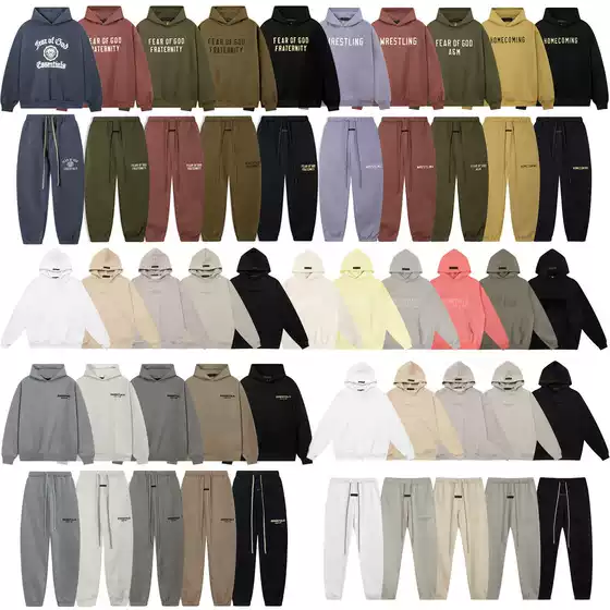Autumn and Winter Fog Versatile Tops with Lettering Essentials, Loose Trendy Ins-Style Sweatshirts, Sweatpants, Long Pants, Fleece Hoodies