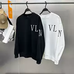 European station fashion brand sweater round neck fleece-lined fashion loose simple purchasing letter sweater couple BWCRD4384
