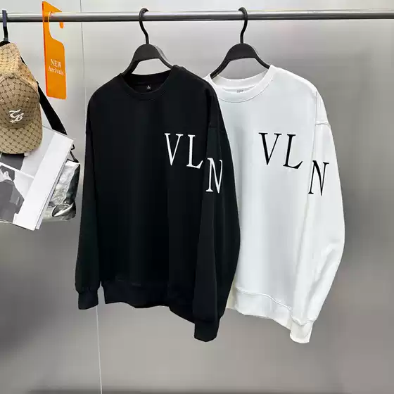 European station fashion brand sweater round neck fleece-lined fashion loose simple purchasing letter sweater couple BWCRD4384