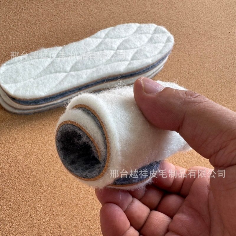 Real Wool Warm Felt Insoles for Women Fleece-Lined Thickeneded Wool Winter Warm Fur Integrated Sweat-Absorbent and Deodorant Autumn and Winter