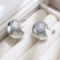Hammer pattern semicircle hollow earrings steel color MS-227