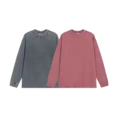 25FW New Arrival Streetwear Vintage Washed Distressed Logo Graphic Round Neck Long-Sleeve & Short-Sleeve T-Shirts for Men & Women