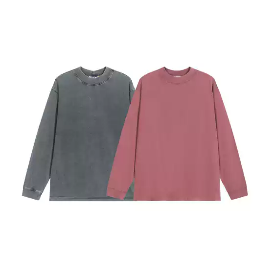 25FW New Arrival Streetwear Vintage Washed Distressed Logo Graphic Round Neck Long-Sleeve & Short-Sleeve T-Shirts for Men & Women
