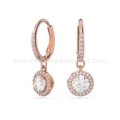Full diamond single diamond rose gold earrings