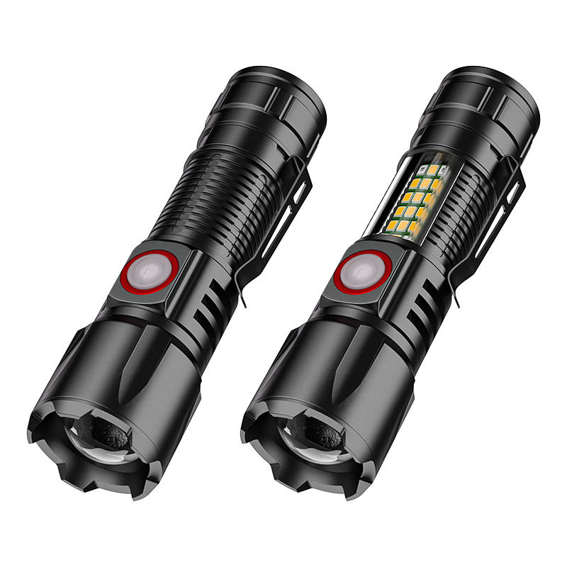 Hot Selling New Flashlight Rechargeable Portable Home Emergency Mini Flashlight Multi-Function Patrol Strong Light Side Light Flashlight