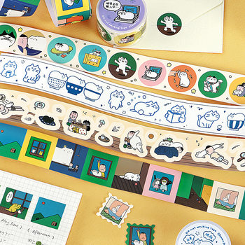 Jilu Note For×Matsugoda Collaboration Synthetic Paper Die-Cut Tape Cartoon Journal DIY Material Stickers