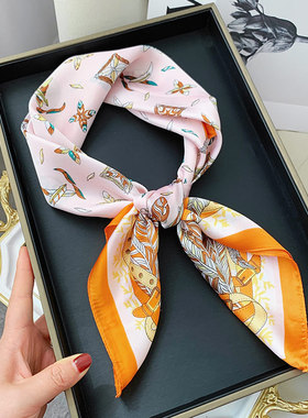 70方巾丝巾女村衫领巾 Silk Hair Scarf Women Satin Headscarf