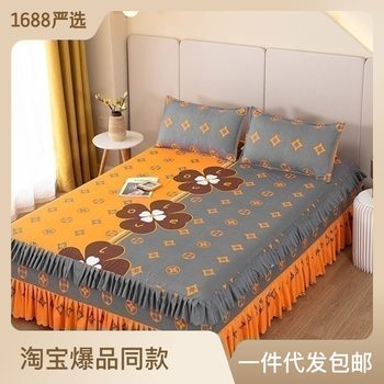 Bedspread bedskirt three-piece Korean-style lace bedspread bedspread bedspread 3-Piece Set 1.5 m 1.8 bed 2.0 bed protective cover