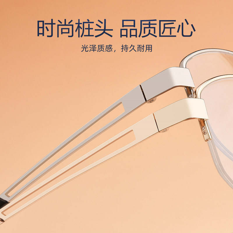 Ins Old Qian Feng Half-rimmed Glasses Women's Fashionable Gold Silk Plain-made Short-sighted Glasses Frame Hollow Thick Edge Glasses Frame 149ZM