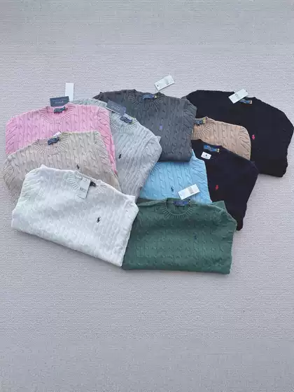 Rl Retro Twist Pattern Pony Logo Embroidered Crew Neck Short-Sleeve Sweater Unisex 24 Autumn New Pure Cotton Knitwear